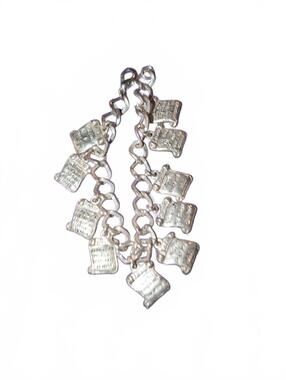 Vintage Silver-Tone Charm Bracelet with Ten Commandments